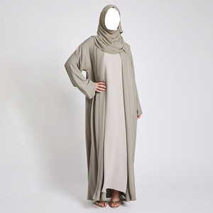 Custom Premium Korean <span class=keywords><strong>Nida</strong></span> 2 pezzi Abaya Set elegante e fluida musulmana vestito da donna abbigliamento islamico all'ingrosso Open Luxury Abaya - Product Image 5