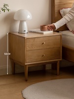 Table de chevet moderne en bois de chêne massif, style nordique minimaliste, avec deux tiroirs, pour la maison, l'hôtel, la chambre à coucher, le salon