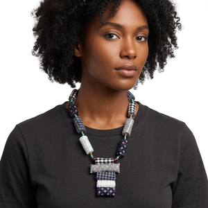 Collier Statement Perlé en Tissu Wax Africain Hollandais Fait Main, Coton Ankara, Qualité Supérieure, Écologique, Vente en Gros - Product Image 2