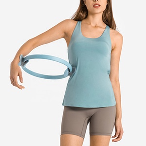 Custom Logo High Quality Solid Color Sleeveless <strong>Vest</strong> Yoga Gym Casual Breathable Tank <strong>Top</strong> Women <strong>Built</strong> <strong>in</strong> Padded <strong>Bra</strong> - Product Image 5