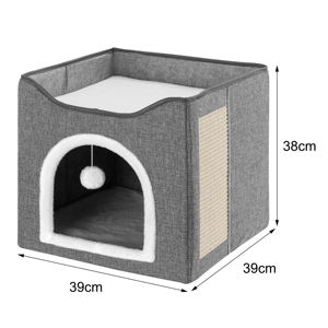 Cama para gatos de interior Diseño plegable con almohadilla para rascar Pelota de juguete Lavable Hideaway Pet Shelter - Product Image 3