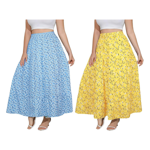 Plus Size Women's Casual <strong>Skirt</strong> 4XL <strong>Maxi</strong> A-Line Elastic Waist Floral Print Mid-Calf Polyester <strong>Jersey</strong> Material Natural - Product Image 1
