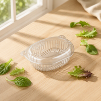 Conteneur alimentaire en PET transparent en gros avec couvercle à clipser, boîte ovale pour gâteaux, desserts et bonbons 145x110x60mm, emballage intérieur écologique