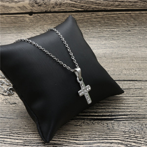 <b>Cross</b> Pendant Necklace Stainless Steel Pave Setting Crystal Charm For Men Women Gift Jewelry Fashion - Product Image 2