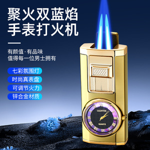 Encendedor de Antorcha de Doble Llama, Estilo Americano, Recargable, Resistente al Viento, de Butano, Regalo Empresarial - Product Image 5
