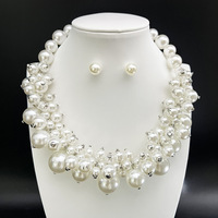 Ensemble collier et boucles d'oreilles en imitation perle baroque plaqué or, nouveau design tendance, vente en gros, pour femmes, dans plusieurs styles