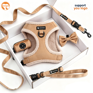 Set Harnesses Anjing Custom OEM, Harnesses Anjing Berbahan Sherpa Fleece Empuk, Harnesses Anjing Anti Tarik, Rompi Anjing, Kalung Anjing - Product Image 1