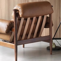 Fauteuil en cuir italien Fauteuils modernes en bois pour salon Fauteuil canapé simple de loisirs vintage Fauteuils d'appoint bruns