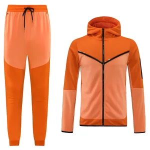 Оранжевый спортивный костюм для футбола, мужская тренировочная одежда, комплекты штанов, спортивные костюмы, наряды, комплект из 2 предметов для бега и фитнеса, оптовая продажа