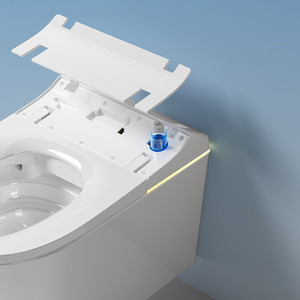WC intelligent mural monobloc moderne avec abattant automatique, siège intelligent et protection en mousse intégrée - Product Image 6