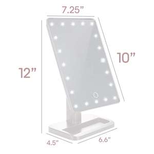 Espejo de maquillaje LED 20 Luz de tocador altavoz Bluetooth aumento encimera pantalla táctil cosmético 10X lupa pequeño espejo belleza - Product Image 3