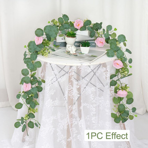 Guirlandes artificielles de camélias roses 180 cm, fleurs en soie, décoration de mariage, chemin de table romantique - Product Image 4