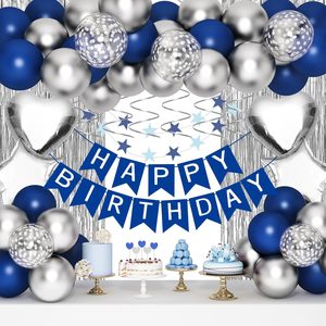 Décorations d'<span class=keywords><strong>anniversaire</strong></span> bleues pour <span class=keywords><strong>homme</strong></span>, fournitures de fête d'<span class=keywords><strong>anniversaire</strong></span> pour lui, elle, femme, garçon, fille, ensemble de <span class=keywords><strong>décoration</strong></span> de fête pour 16e, 20e, 21e, 22e, 25e, 30e <span class=keywords><strong>anniversaire</strong></span> - Product Image 1