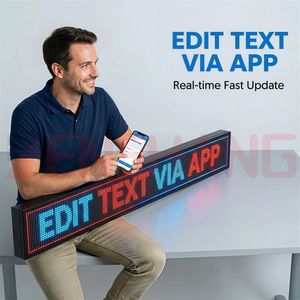 Écran LED à bande lumineuse avec affichage de texte défilant P5 RGB, panneau LED intérieur/extérieur programmable par application, écran LED publicitaire pour devanture de magasin - Product Image 5