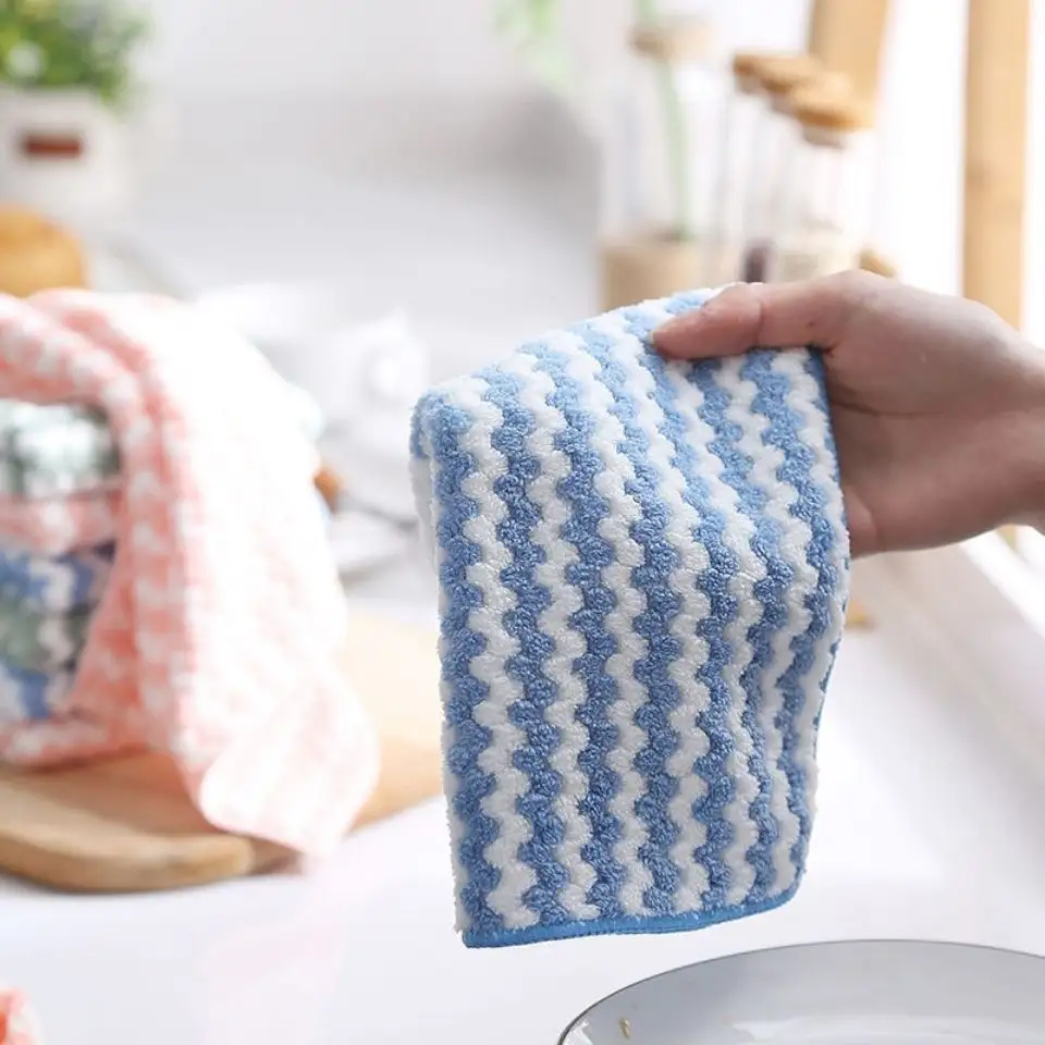 Küchenkorallen-samttuch absorbiert Wasser und wäscht Geschirr, fauler Mensch bedrucktes Tuch
