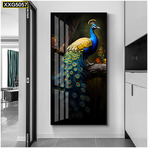 Pavone di lusso arte Hotel pittura moderna <span class=keywords><strong>soggiorno</strong></span> ingresso pittura di cristallo <span class=keywords><strong>arredamento</strong></span> per la casa arte della parete pittura decorativa - Product Image 6