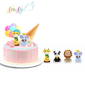Vente en gros personnalisée de figurines comestibles en <span class=keywords><strong>mini</strong></span>-animaux 3D en pâte à sucre faits à la main, éléphant, panda, décoration de gâteau pour anniversaire d'enfants - Product Image 1
