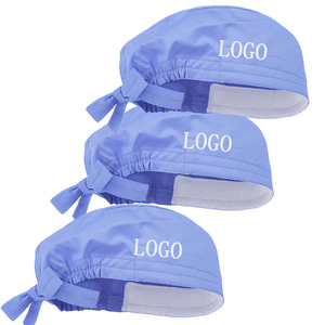Cappello chirurgico di cotone con Logo personalizzato all'ingrosso con copricapo da infermiera a coda di cavallo foderato in raso per la dimensione del cappello medico dell'infermiera regolabile - Product Image 1