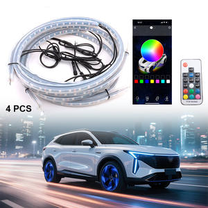 Lumières de roue de voiture DIY 15 pouces 17 pouces Lumière LED couleur RVB Contrôle à distance par application Lumière LED de moyeu de roue de voiture - Product Image 1