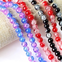 Perles de Verre Craquelé Violet, Perles Éclatantes de Cristal Bicolores Rose et Bleu, Tendance, 8 mm, pour la Fabrication de Bracelets Charmants