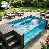Piscine de Luxe Rectangulaire pour Résidence, Jacuzzi Extérieur pour Amis, Grand Spa Hors Sol en Fibre de Verre