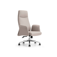 Chaise de bureau moderne en cuir à dossier haut avec soutien lombaire confortable Design exécutif pivotant Base en métal ergonomique pour les patrons
