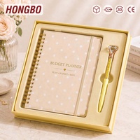 Ensemble cadeau de planificateur budgétaire en spirale Hongbo personnalisé de 7,1 x 9,3 pouces avec stylo diamant, organiseur d'argent liquide et carnet de suivi des dépenses pour femmes