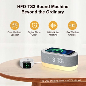 นาฬิกาปลุกดิจิตอล HiFiD <span class=keywords><strong>TS3</strong></span> เครื่องเสียงไวท์นอยส์ ช่วยให้นอนหลับได้ดีขึ้น พร้อมที่ชาร์จโทรศัพท์ไร้สาย 10W - Product Image 2