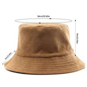 Sombrero de Pescador de Moda al por Mayor, Diseño Personalizado OEM, Logotipo Bordado, Color Liso, Sombrero de Pana Reversible para Hombre y Mujer - Product Image 3