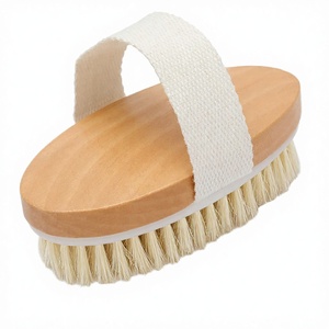 Cepillo Corporal Ovalado de Madera con Cerdas de Jabalí para Uso en Seco y Húmedo, Exfoliante Simple para Masaje de Piel Seca, con Logotipo Personalizado - Product Image 2