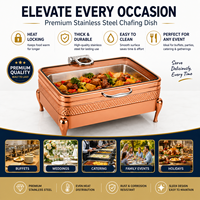 Chafing Dish Buffet-Set Edelstahl Rechteckiger Speisenwärmer Roségold Glasdeckel für Hotel Restaurant Catering