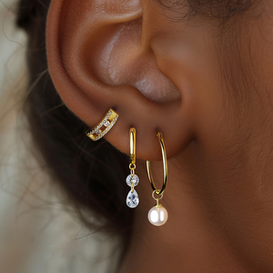 Luxury Fashion Fine Jewelry 925 <strong>Sterling</strong> <strong>Silver</strong> 18K Gold Plated Cubic Zircon Huggie <strong>Hoop</strong> Drop Dangle <strong>Earrings</strong> for Women - Product Image 2