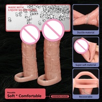 Manchon réaliste pour pénis, extenseur de pénis creux en silicone, agrandisseur réutilisable avec allongement du gland, jouets sexuels pour une extension du temps