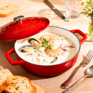 Olla de Hierro Fundido de <span class=keywords><strong>4QT</strong></span>, Oferta, Olla para Estofar/Cazuela para Asar/<span class=keywords><strong>Cocotte</strong></span> para Biryani, Antiadherente y Esmaltada, Apta para Horno - Product Image 4