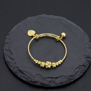 JXX Hot Selling Brass Jewelry 24k <b>Gold</b> Plated <b>Baby</b> Adjustable <b>Gold</b> Wire Bangle <b>Bracelet</b> Charms for Kids - Product Image 2