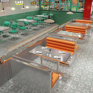 Xzy 120*60*75cm thép không gỉ hình chữ nhật bàn ăn với màu xanh lá cây có thể gập lại ghế 2-4 người cho Nhà hàng trường căng tin - Product Image 3