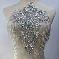 Patch de broderie de fleurs 3D élégant avec transferts de strass en résine appliqués sur tissu pour vêtements et chapeau Style à coudre