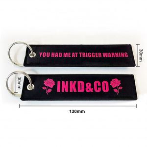Custom Design logo Jet Tag Fabric Keychains for Wholesale Gifts Embroidery Car with Keytag Woven Embroidered Keychain <b>Ring</b> - Product Image 2