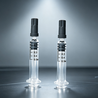 Siringa in Vetro Versatile da 0,5 ml con Attacco Luer Slip, Iniettore con Stantuffo in Plastica Graduato per Oli ad Alta Viscosità e Raffinerie di Laboratorio