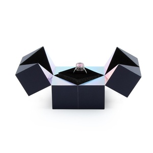 Creative square Navy Blue Ring Jewelry <b>Box</b> with My logo <b>Magic</b> Cube Ring <b>Boxe</b> Creative Shape - Product Image 5