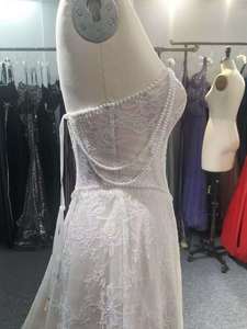 アイボリーチュールノースリーブ刺繍プリンセスマーメイドウェディングドレスAラインフロア丈レースデコレーションナチュラル - Product Image 4