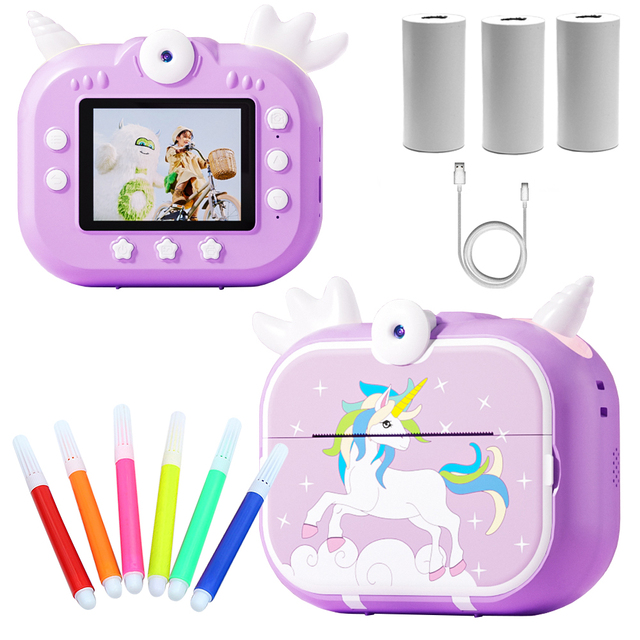 OEM ODM X3D Kids Toy Instant Printing Camera Colorful Atmosphere Light Thermal Photo Paper Children Mini Digital Camera