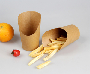 Tùy chỉnh PE PP tre Trắng Kraft đáy tròn giấy chiên thực phẩm chip ly - Product Image 3