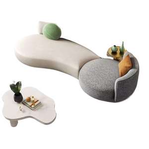 Conjunto de Sofá Moderno Minimalista en Forma de S con Relleno de Espuma y Diseño Curvo para Sala de Estar y Uso Doméstico - Product Image 5