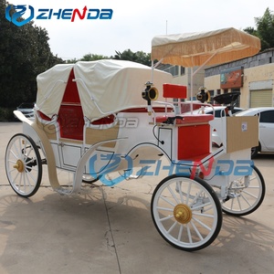 Calèche royale de luxe à quatre roues pour visites touristiques, calèche électrique noire à chevaux à vendre - Product Image 5