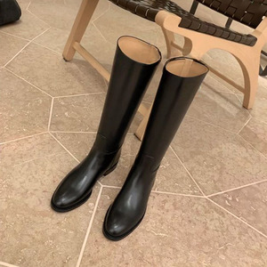 Bottes pour femmes en gros directement de l'usine, bottes en <span class=keywords><strong>cuir</strong></span> pour l'automne et l'hiver, bottes cuissardes, bottes hautes noires de haute qualité - Product Image 6