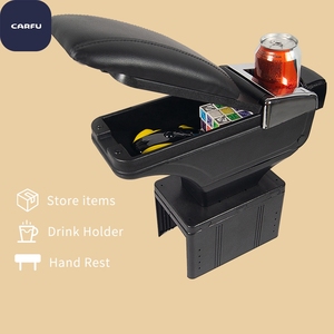 CARFU Universal Car Interior Armrest <b>Console</b> Storage Box with Drink Holder ABS Plastic Base Modern Animal Pattern Design - Product Image 2