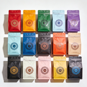 AT PACK Nieuwe Aanwinst 4oz 12oz 16oz 5LB Op Maat Gemaakte Koffiezakken met Platte Bodem, Herbruikbare Koffiebonen Verpakking met Klep - Product Image 1