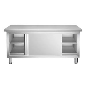 Commerciële roestvrijstalen opbergkast voor fastfood, zwaar uitgevoerde werktafel met schuifdeuren, bar, hotel- en restaurantbenodigdheden - Product Image 2