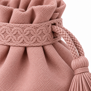 Drawstring Pouch Small Cosmetic <b>Bag</b> with Asanoha Shippo Jacquard Pattern and Morandi Tassel Custom Logo - Product Image 2